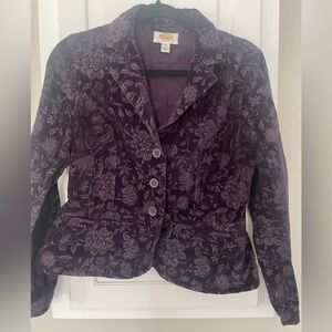 Talbots dark purple velvet paisley jacket-sz 8